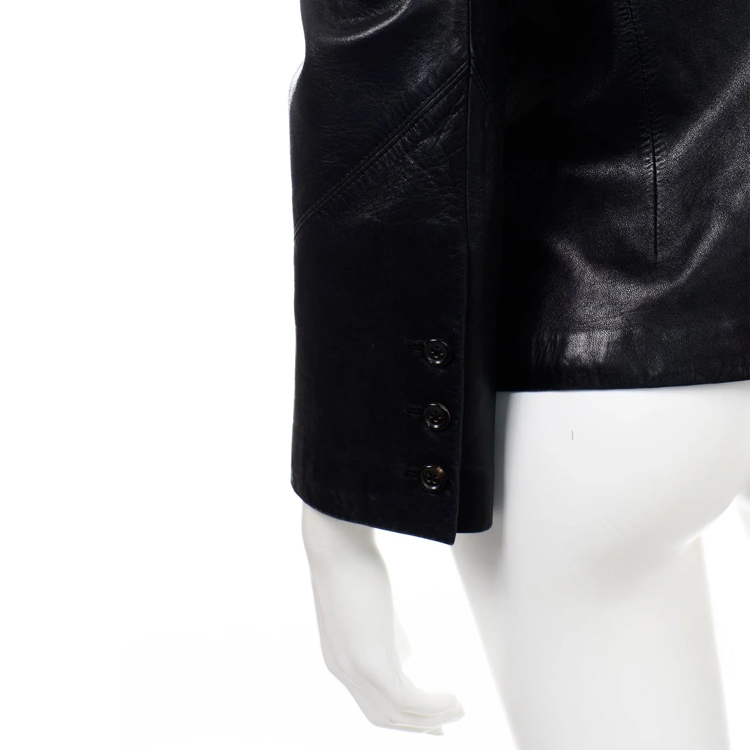 1990s Richard Tyler Couture Vintage Black Leather Jacket