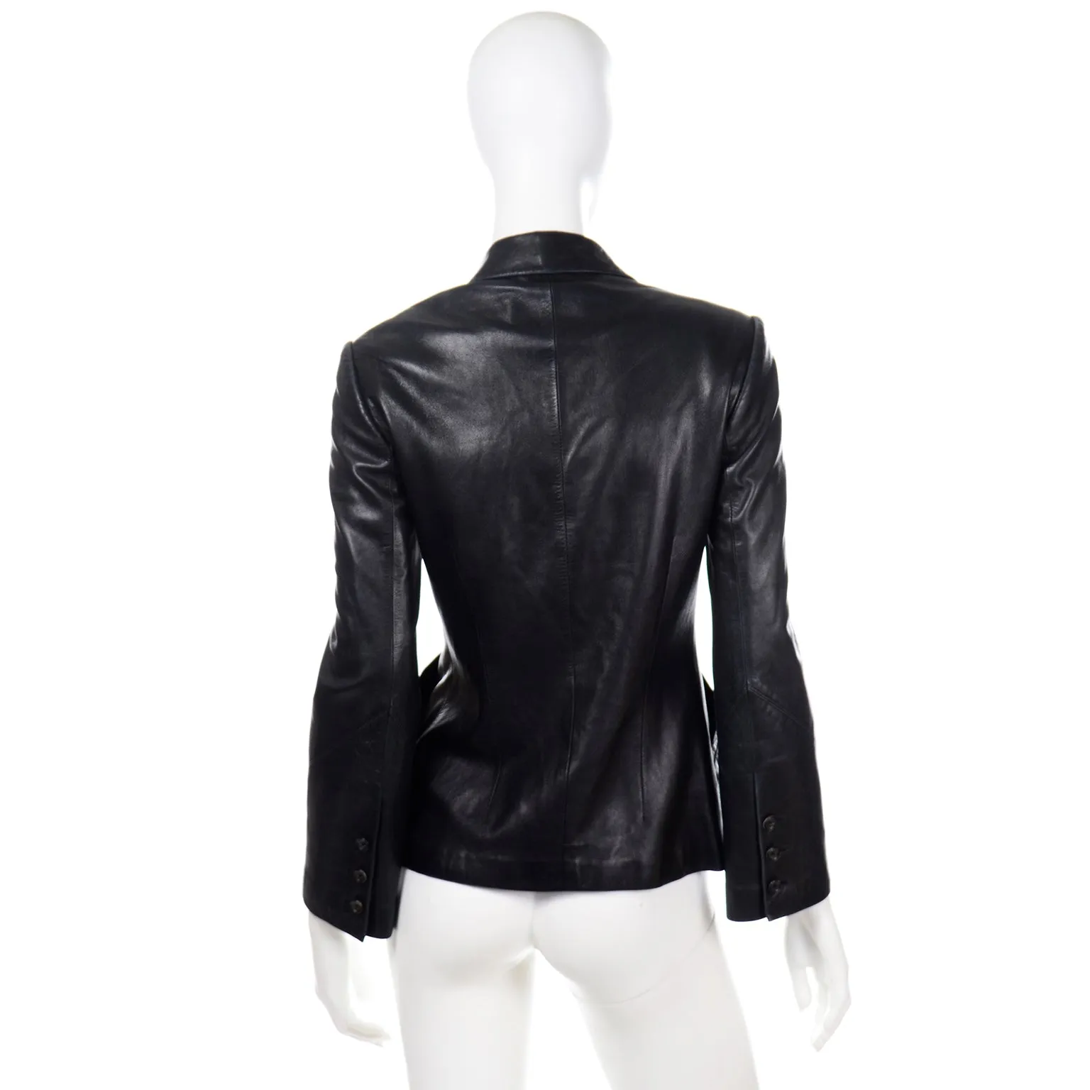 1990s Richard Tyler Couture Vintage Black Leather Jacket