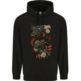 2 Chinese Dragons Fantasy Mens 80% Cotton Hoodie