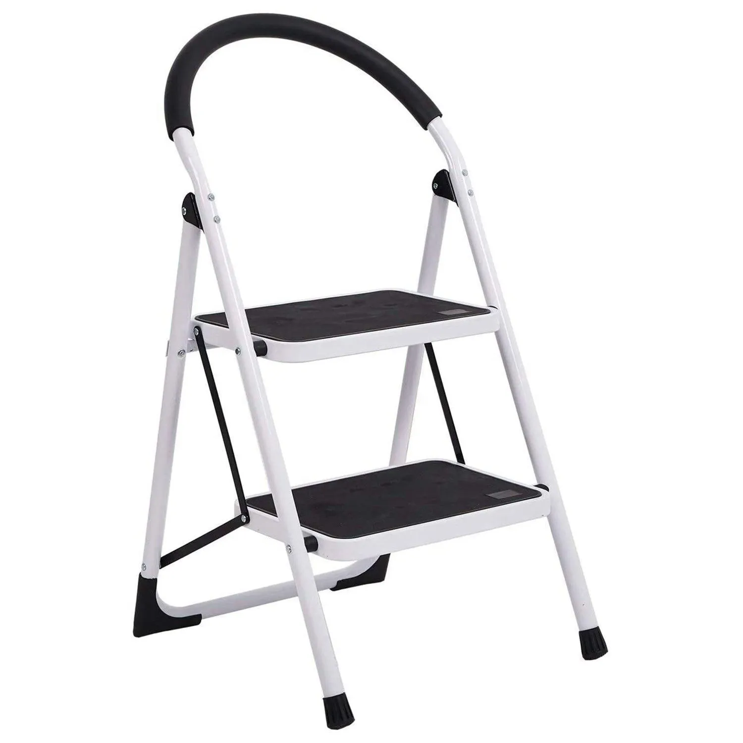 2-Step Ladder Folding Step Stool with Soft Grip Handle and Anti-Slip Wide Pedal, 330 lbs Capacity