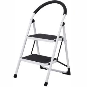 2-Step Ladder Folding Step Stool with Soft Grip Handle and Anti-Slip Wide Pedal, 330 lbs Capacity