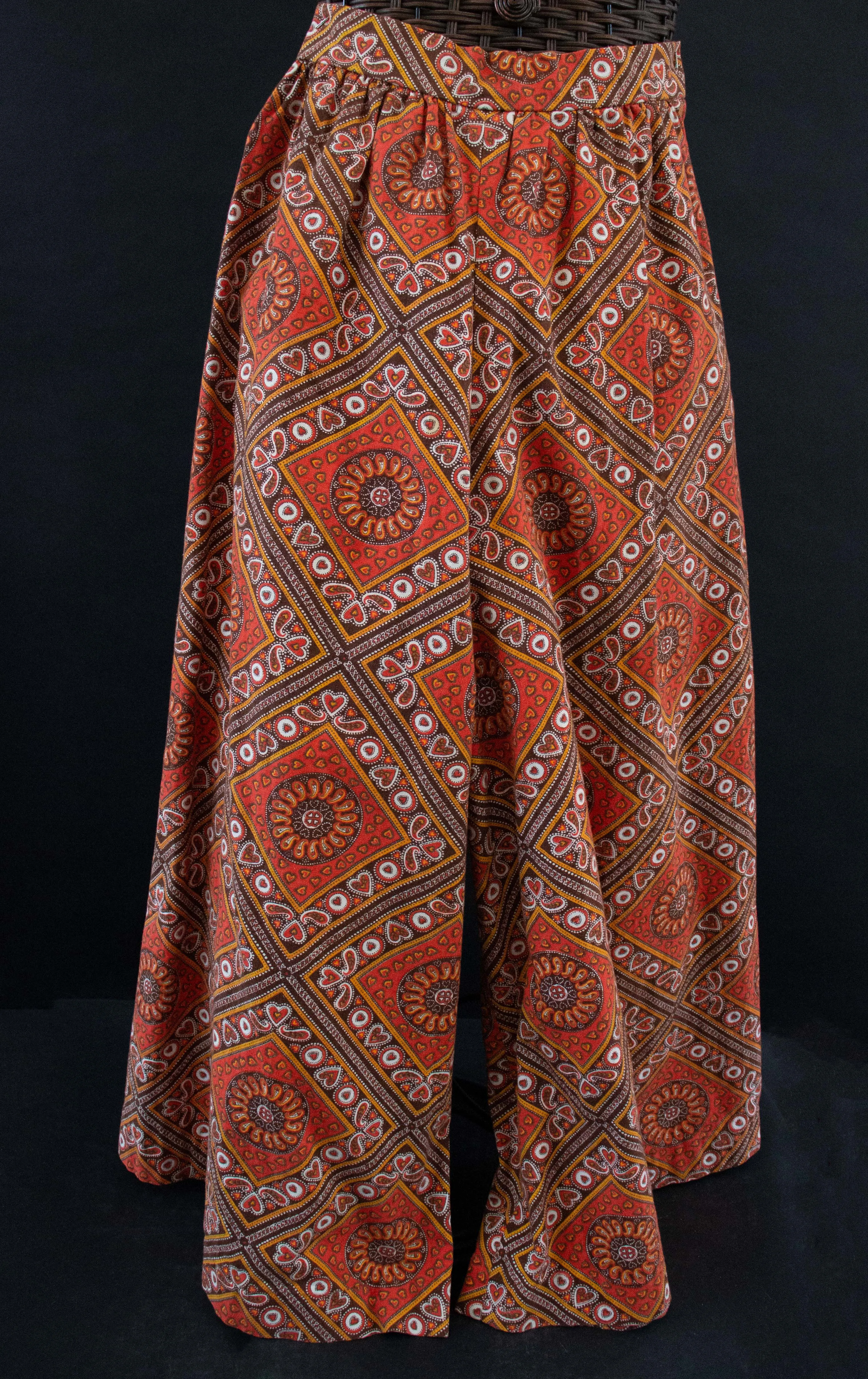 70's  Orange Print Culottes