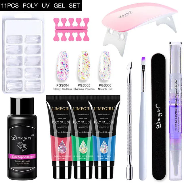 Acrylic Gel Poly Nail Gel Kit Nail Extension Glitter Gel Nail Gel UV Building Jelly Gel Polish Enhancement Manicure Set