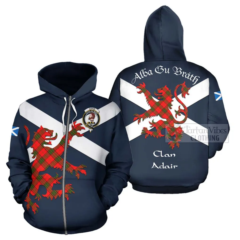 Adair Tartan Lion Rampant Hoodie Proudly Display Your Heritage with Alba Gu Brath and Clan Name