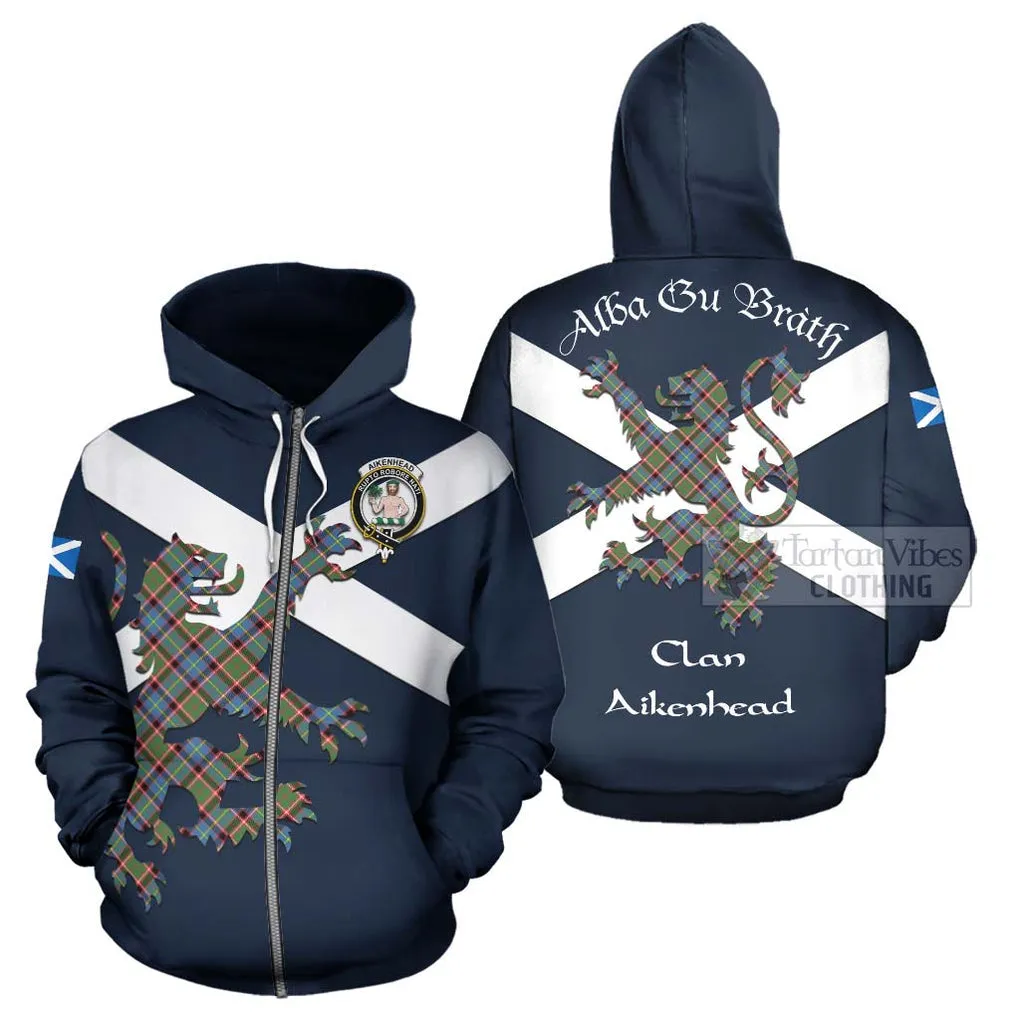 Aikenhead Tartan Lion Rampant Hoodie Proudly Display Your Heritage with Alba Gu Brath and Clan Name