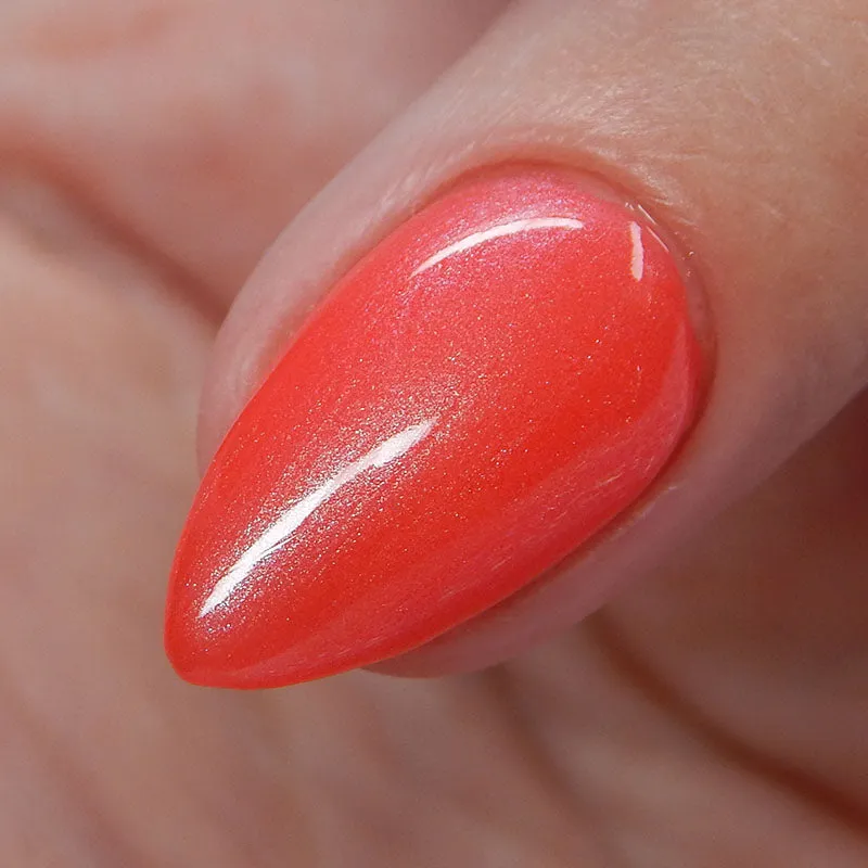 All That & A Bag of Chips - coral red shimmer nail polish