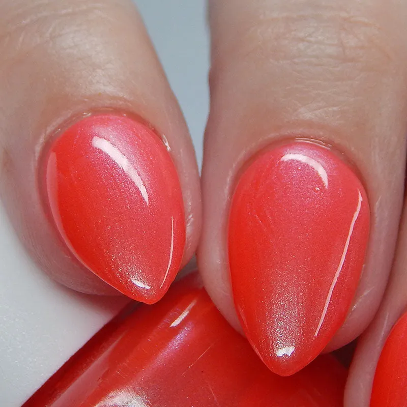 All That & A Bag of Chips - coral red shimmer nail polish