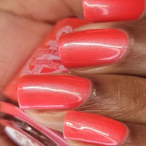 All That & A Bag of Chips - coral red shimmer nail polish