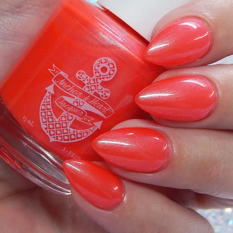 All That & A Bag of Chips - coral red shimmer nail polish