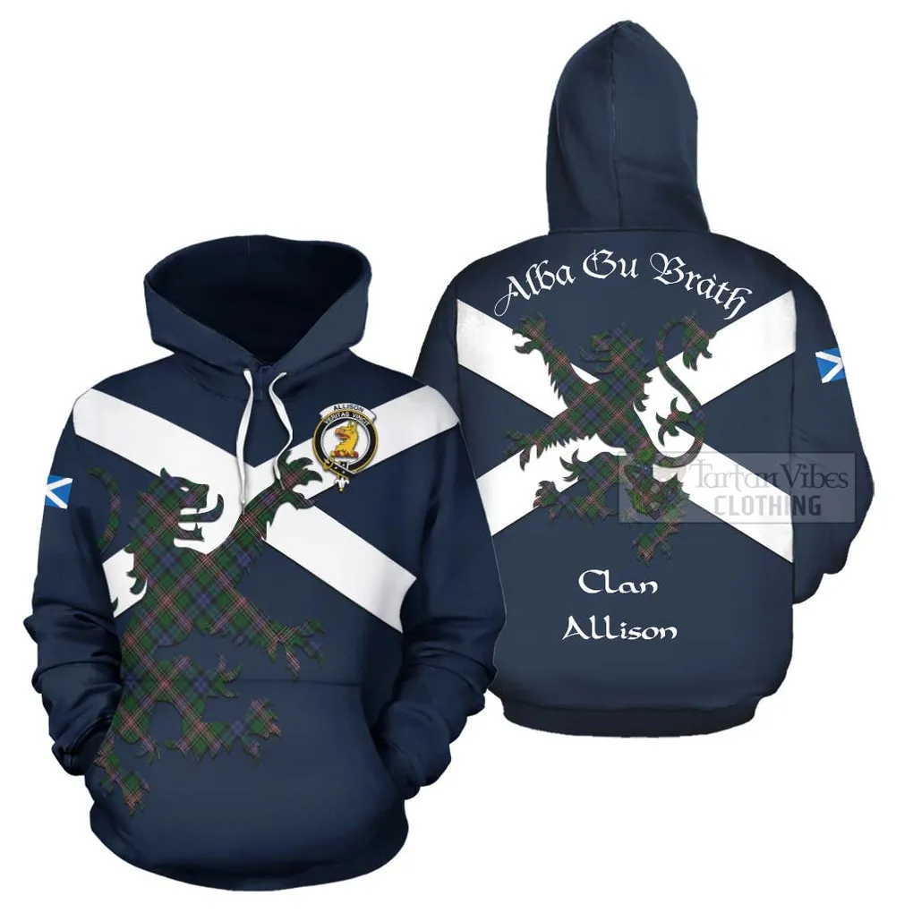 Allison Tartan Lion Rampant Hoodie Proudly Display Your Heritage with Alba Gu Brath and Clan Name