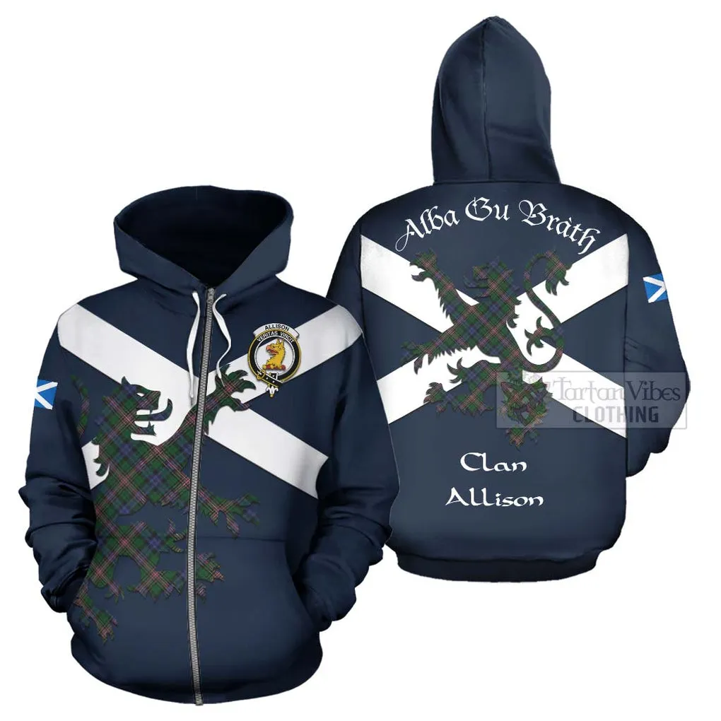 Allison Tartan Lion Rampant Hoodie Proudly Display Your Heritage with Alba Gu Brath and Clan Name