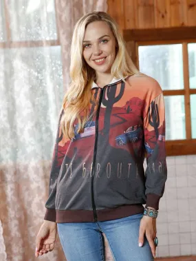 American Bling Desert Sunset Print Full Zip Jacket