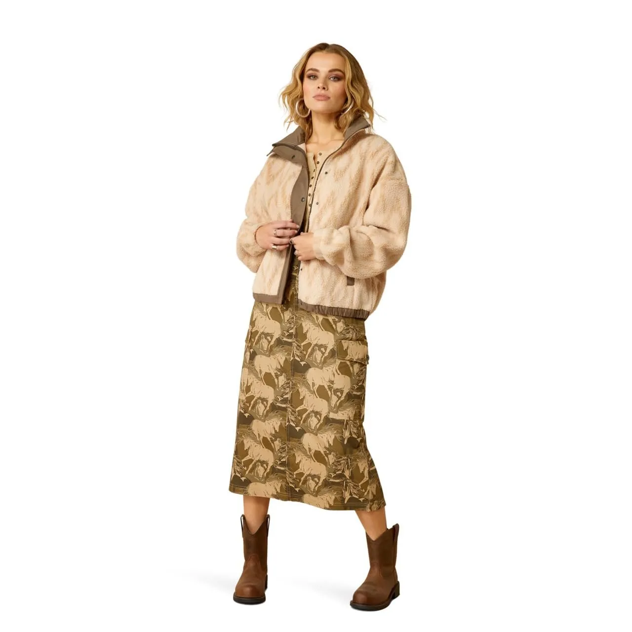 Ariat Women's Sherpa Blocked Jacket, Tonal Sand Print