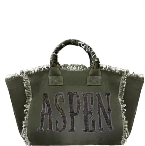 Aspen Fringe Olive Canvas Bag Sample Sale