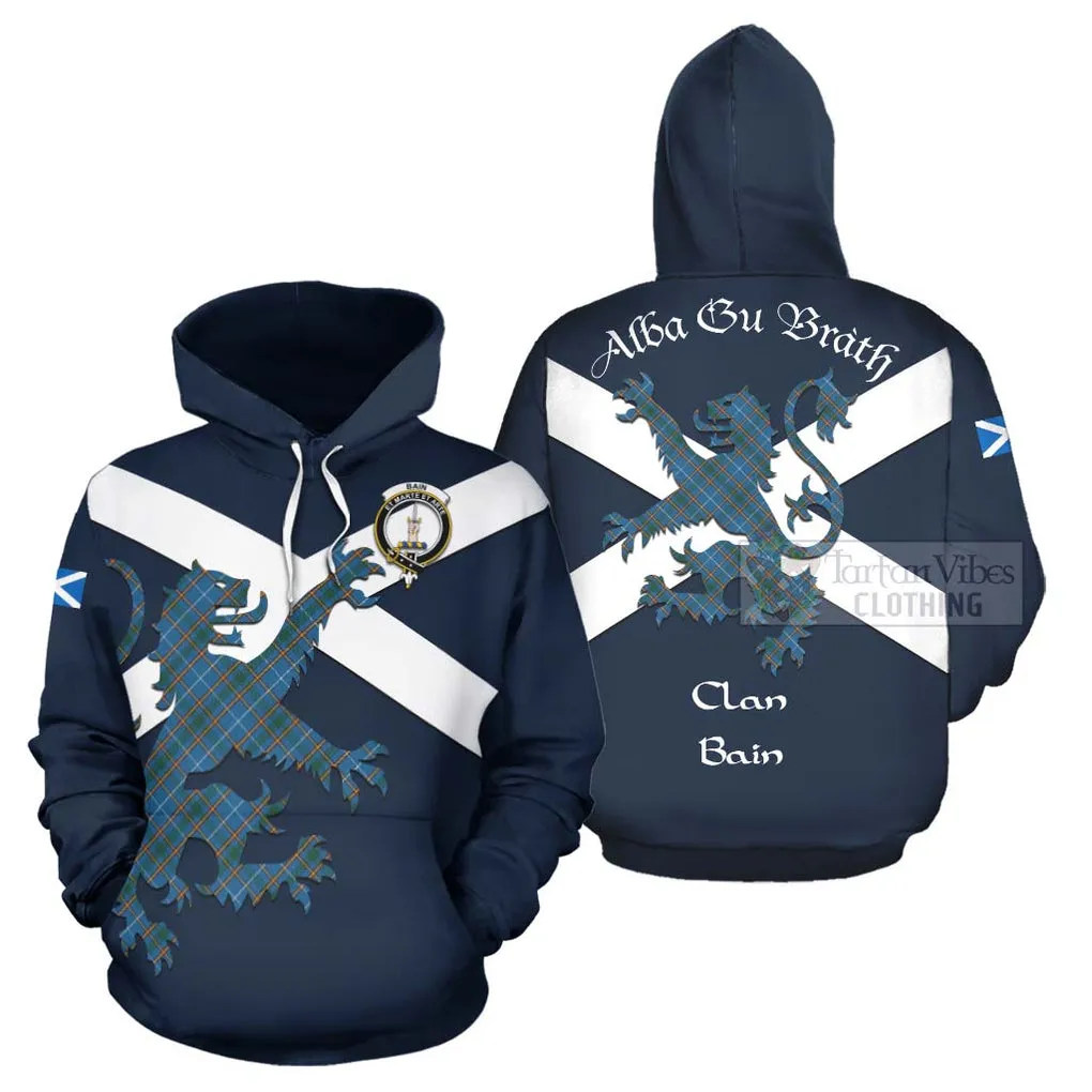 Bain Tartan Lion Rampant Hoodie Proudly Display Your Heritage with Alba Gu Brath and Clan Name