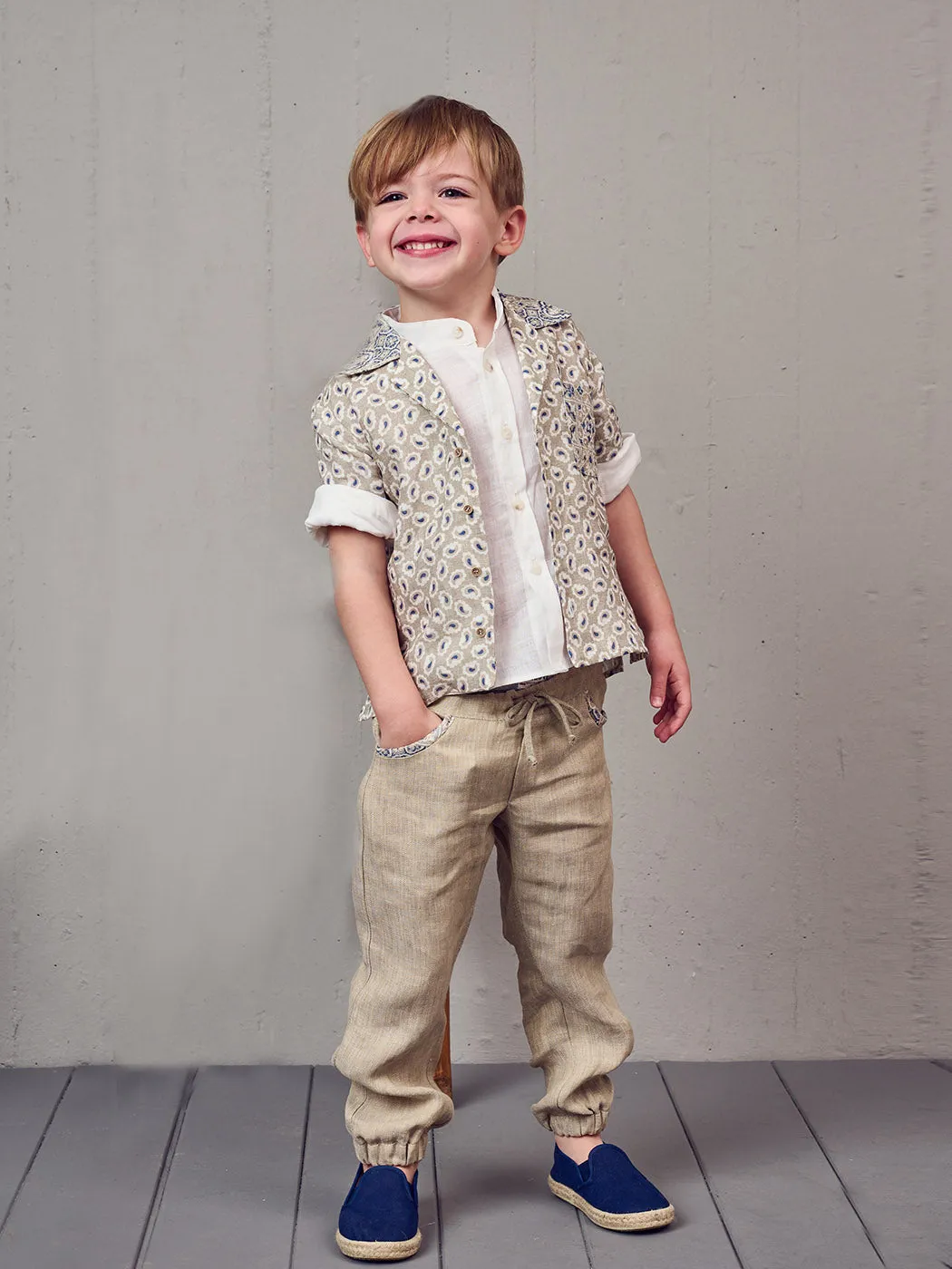 Baptism Linen outfit in bohemian style - CEYMAN