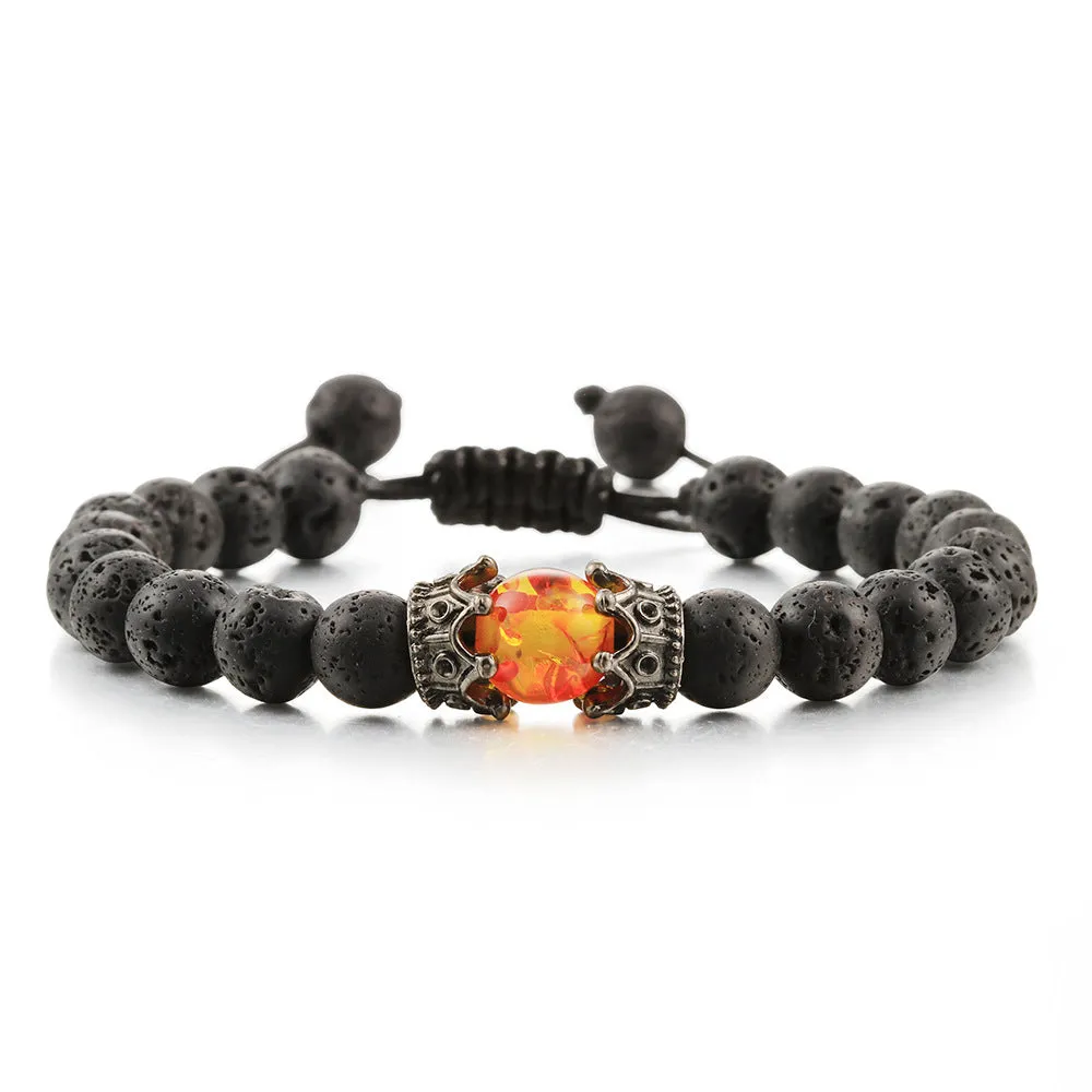 Beaded Rope Volcanic Stone Bracelet