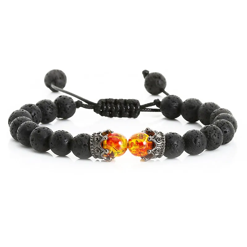 Beaded Rope Volcanic Stone Bracelet