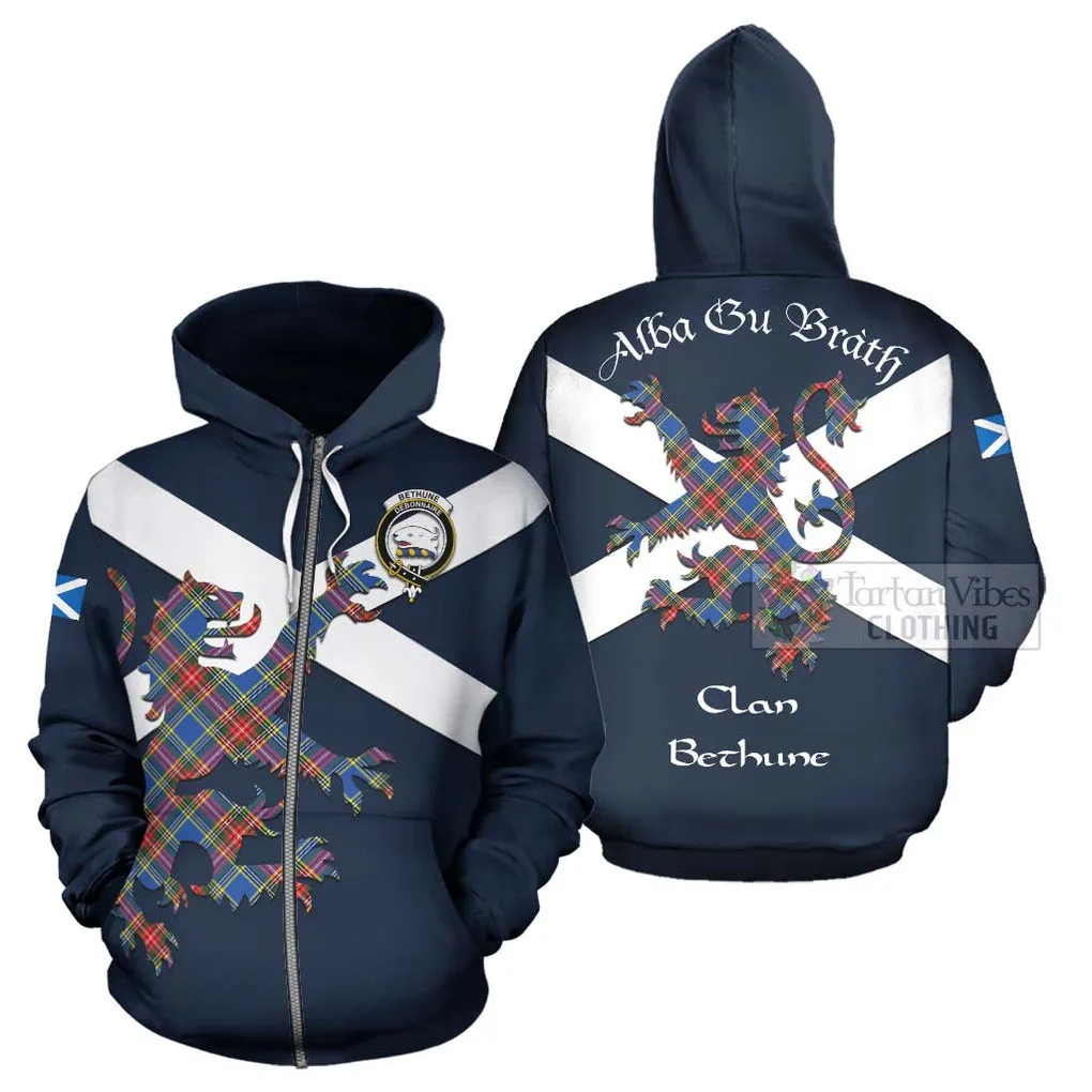 Bethune Tartan Lion Rampant Hoodie Proudly Display Your Heritage with Alba Gu Brath and Clan Name