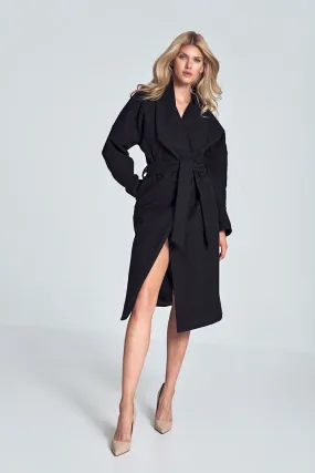 Black autumn coat, 7/8 length Figl