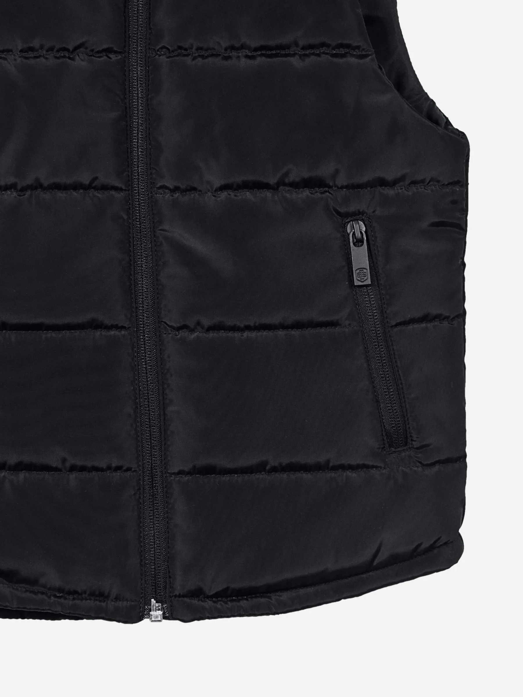 Black Sleeveless Casual Puffer Jacket