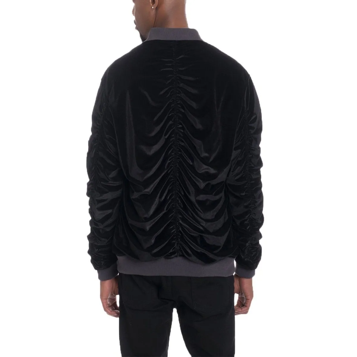 Black Velour Bomber Jacket