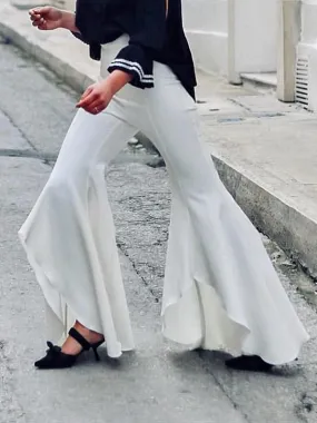 Bohemian Asymmetrical White Opened Flare Pants