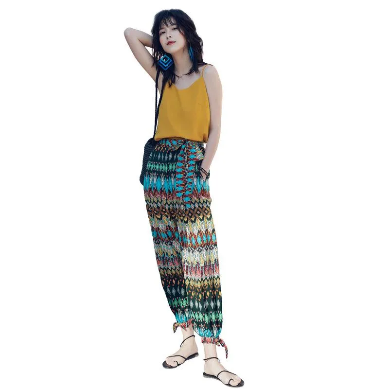 Bohemian Beach Alone Holiday Harem Pants Feet Pants National Wind Loose Long Pants