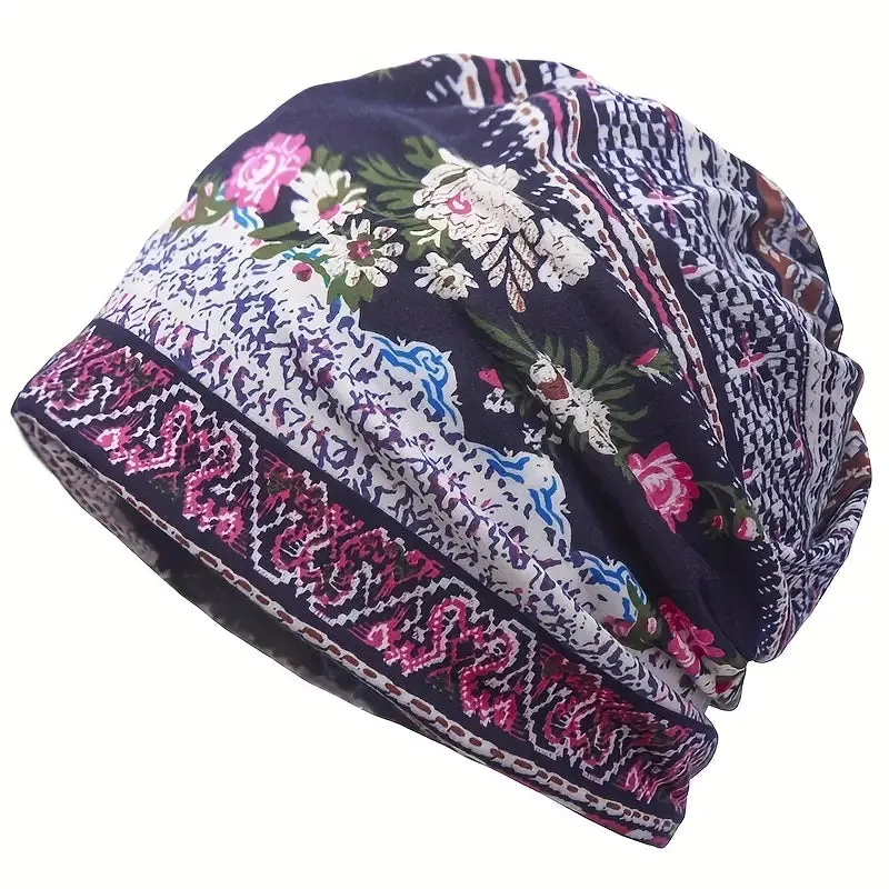 Bohemian Black/Yellow Print Multicolor Print Hat