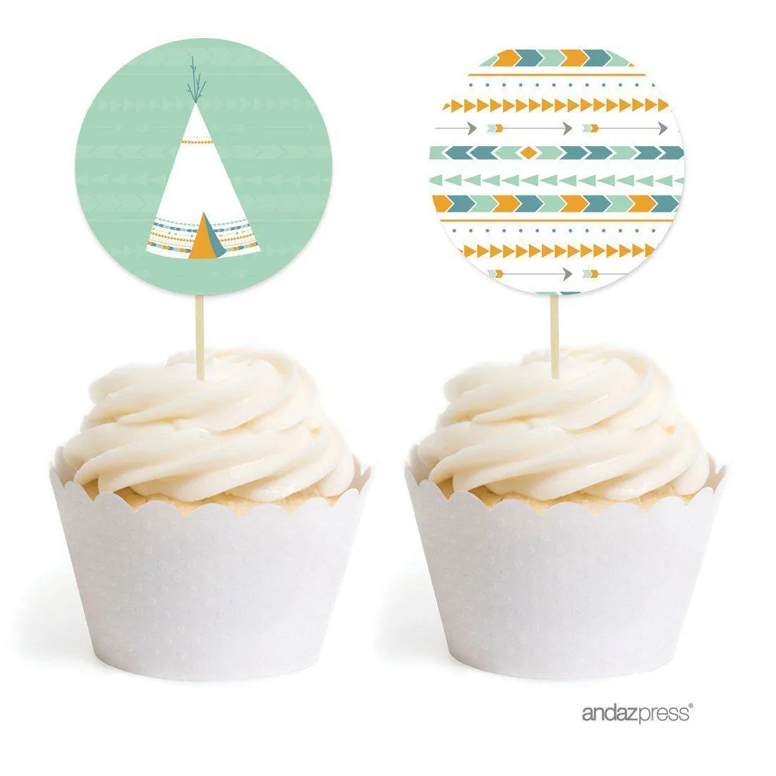 Boho Chic Tribal Birthday Cupcake Topper DIY Party Favors Kit