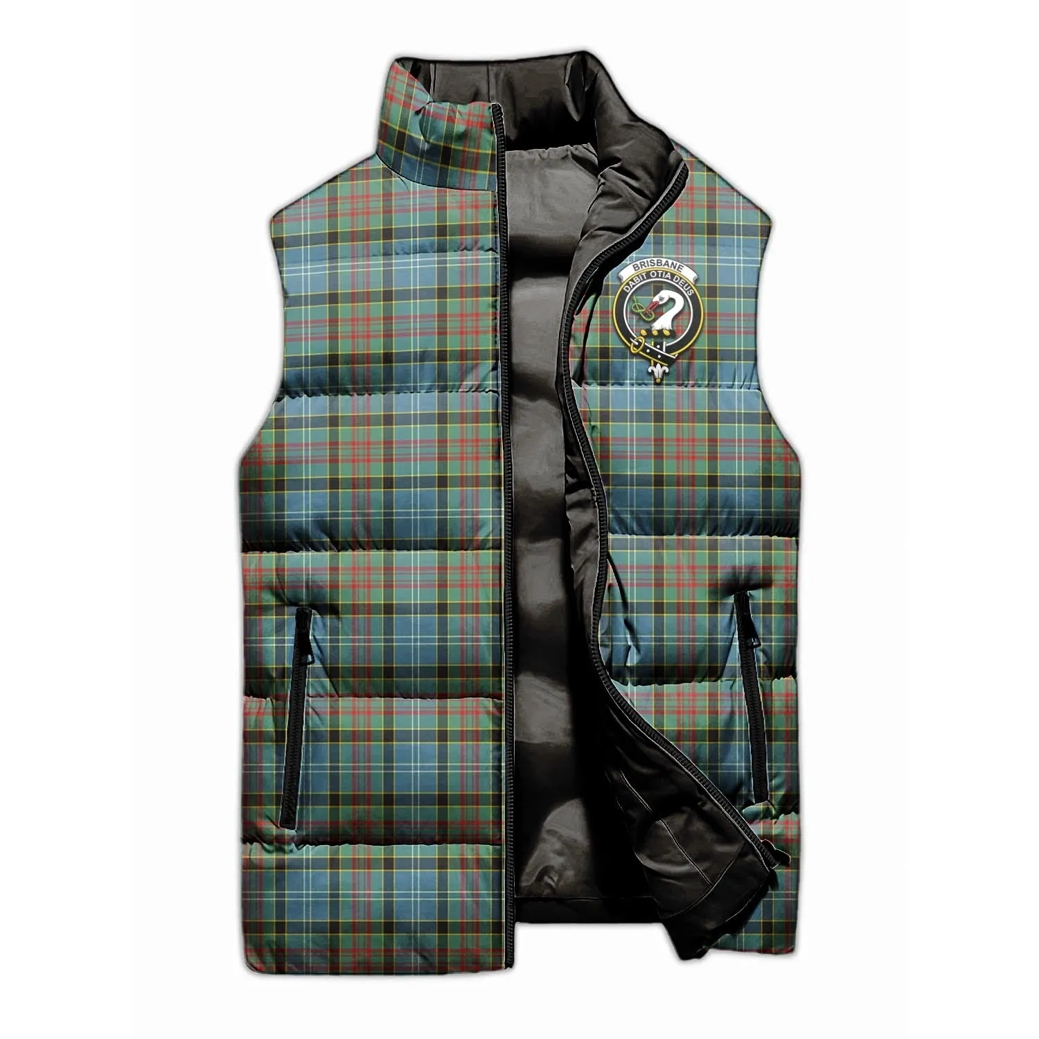 Brisbane Tartan Sleeveless Puffer Jacket with Family Crest