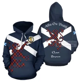 Brown (Broun) Tartan Lion Rampant Hoodie Proudly Display Your Heritage with Alba Gu Brath and Clan Name