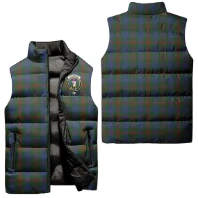 Buchanan Hunting Tartan Sleeveless Puffer Jacket with Family Crest