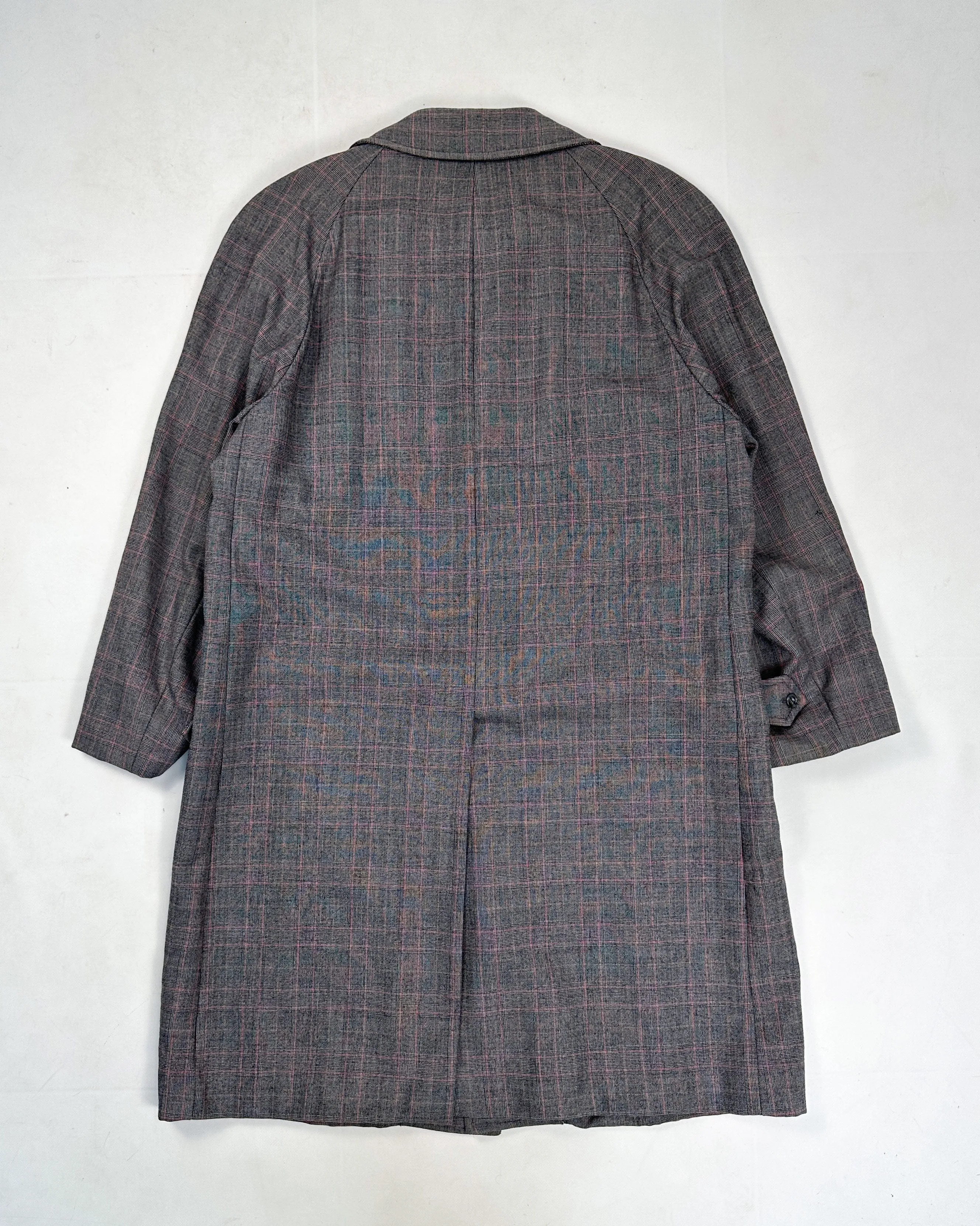 Burberry's Checkered Button Wool Long Coat 1980's