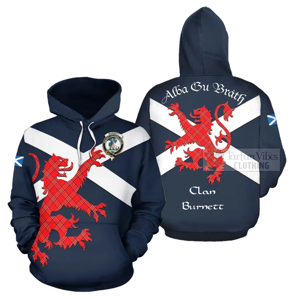 Burnett Tartan Lion Rampant Hoodie Proudly Display Your Heritage with Alba Gu Brath and Clan Name