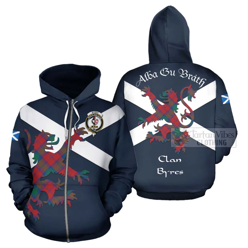 Byres (Byses) Tartan Lion Rampant Hoodie Proudly Display Your Heritage with Alba Gu Brath and Clan Name