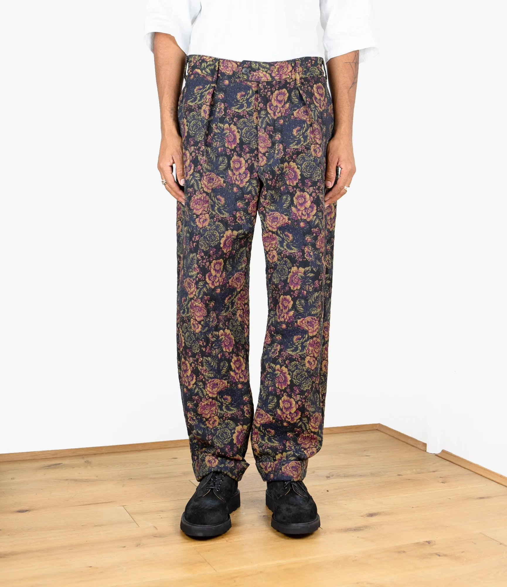 Carlyle Pant – Black/Gold Floral Jacquard