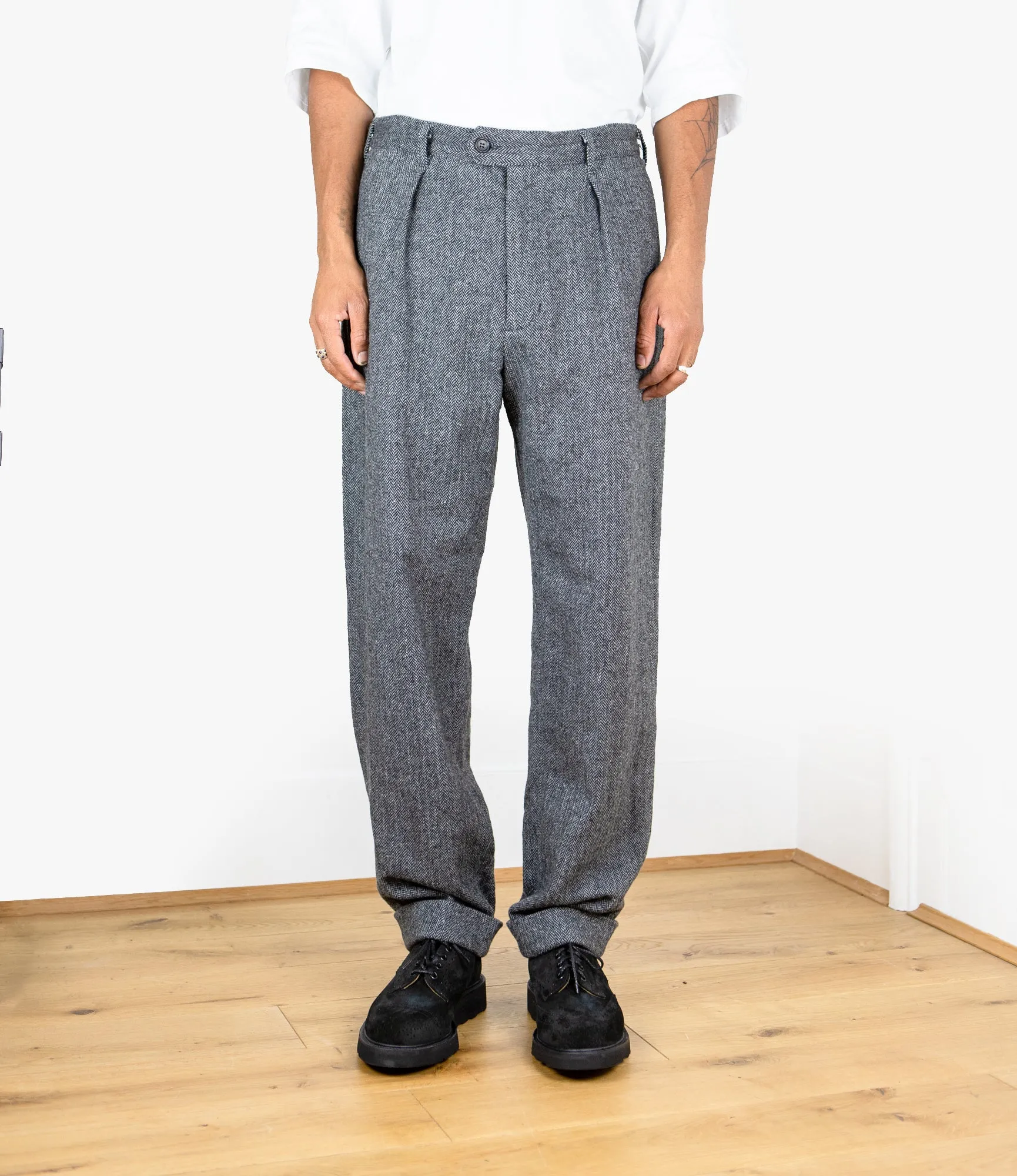 Carlyle Pant – Grey Herringbone Poly Wool