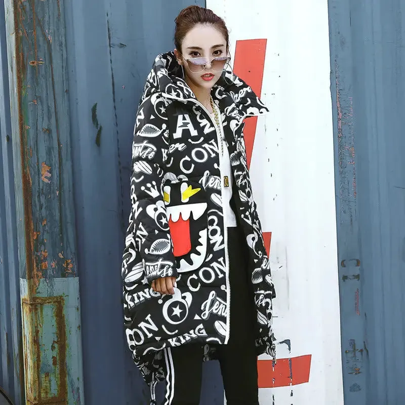 Cartoon Graffiti Padded Street Art Coat