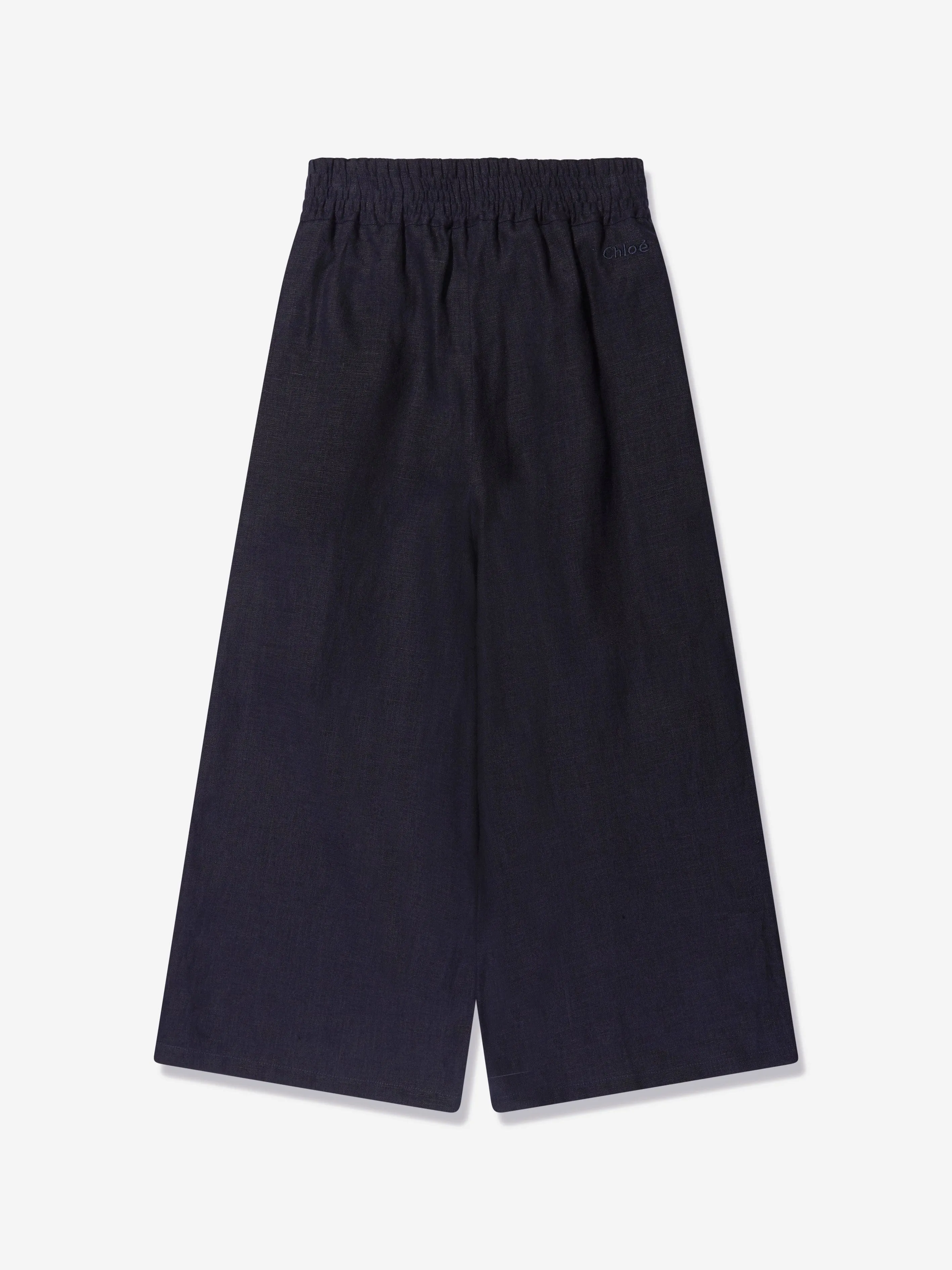 Chloé Girls Linen Trousers in Navy