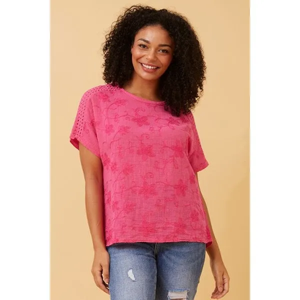 CONNIE EMBROIDERED FLORAL TOP