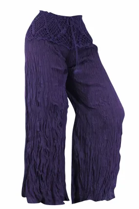 Cotton Palazzo Flare with Crochet Waist Trouser