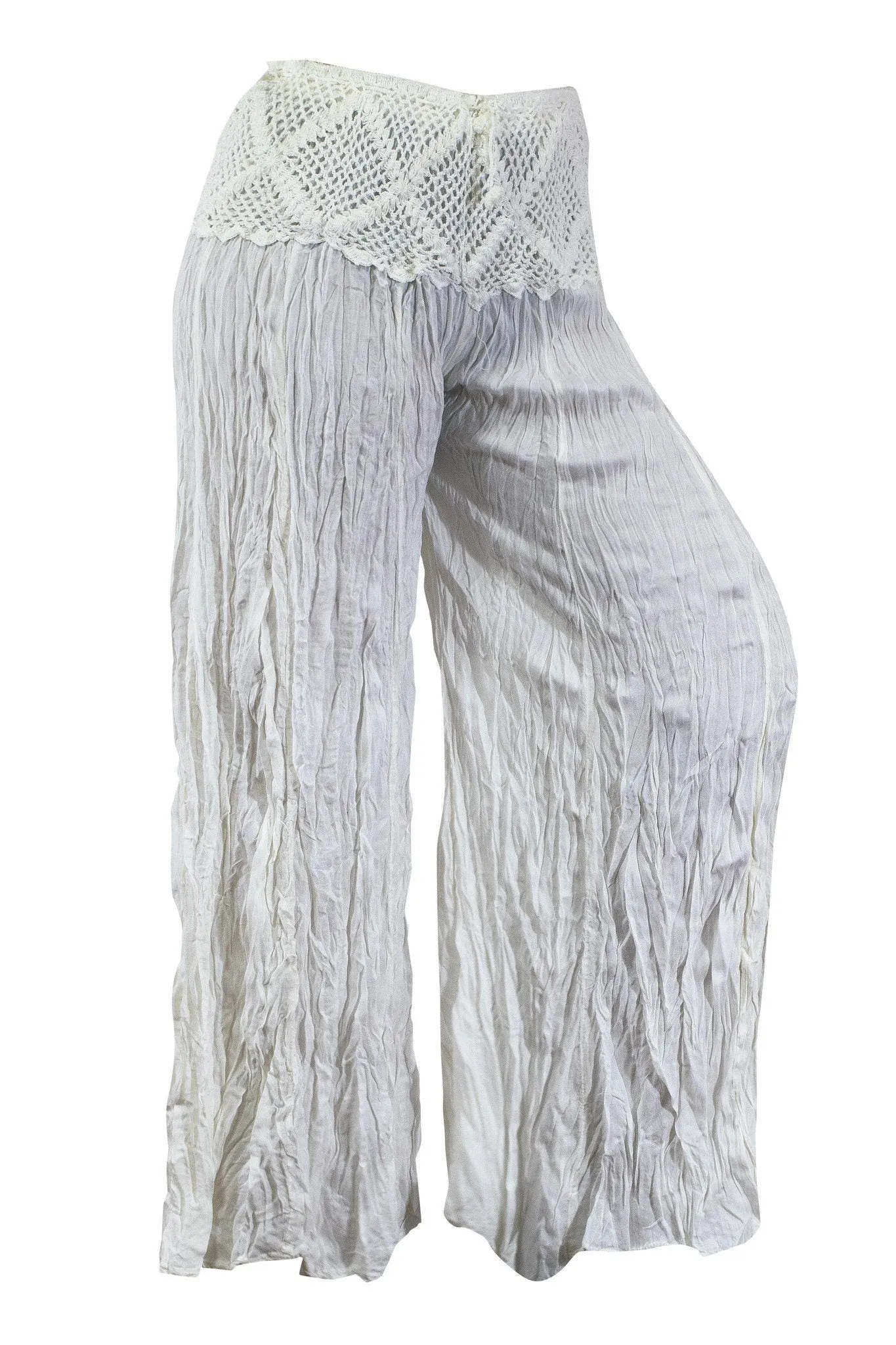 Cotton Palazzo Flare with Crochet Waist Trouser