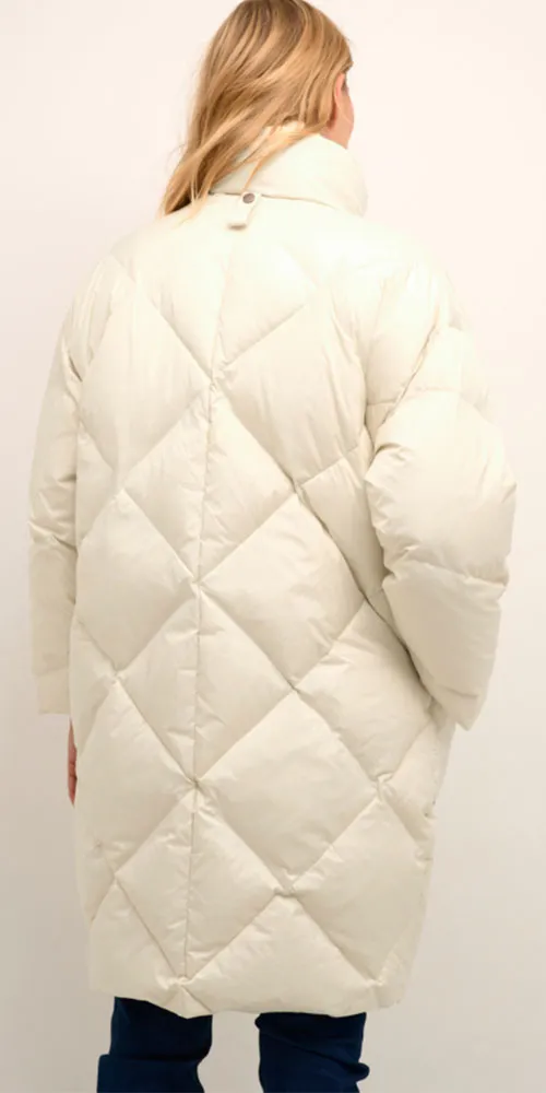 Cream Cocoon Puffer Coat, birch