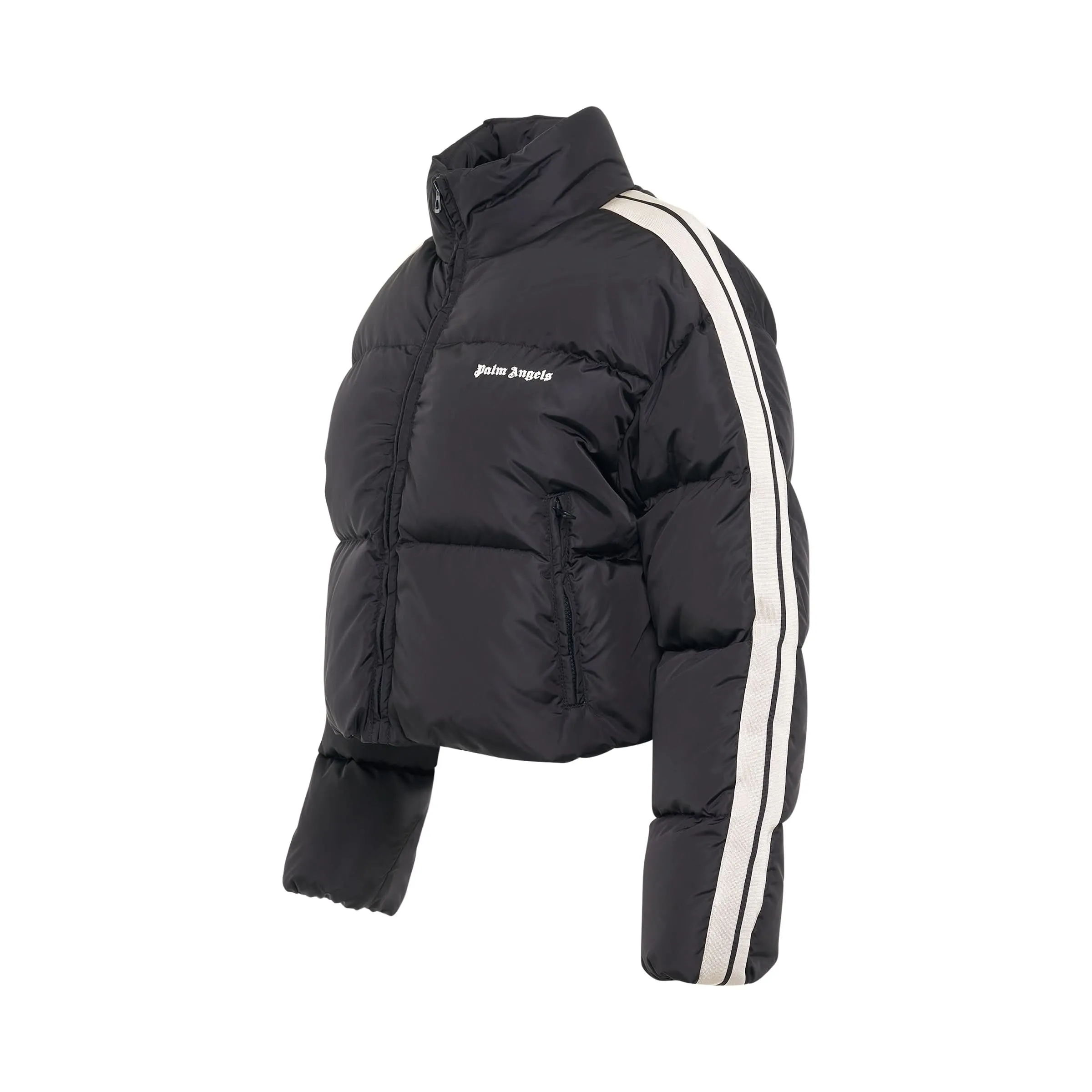 Crop Track Down Jacket in Black/White