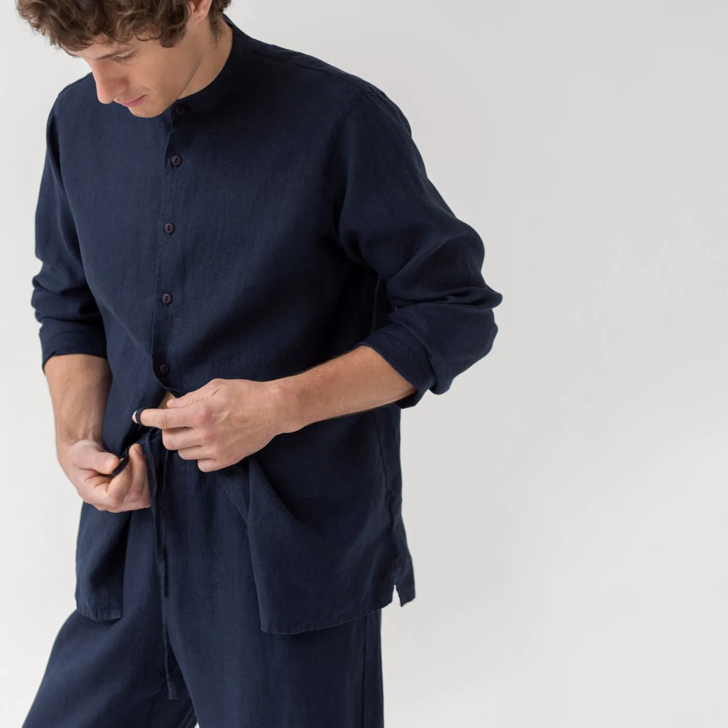 Currant Bilberry Blue Linen Loungewear Set