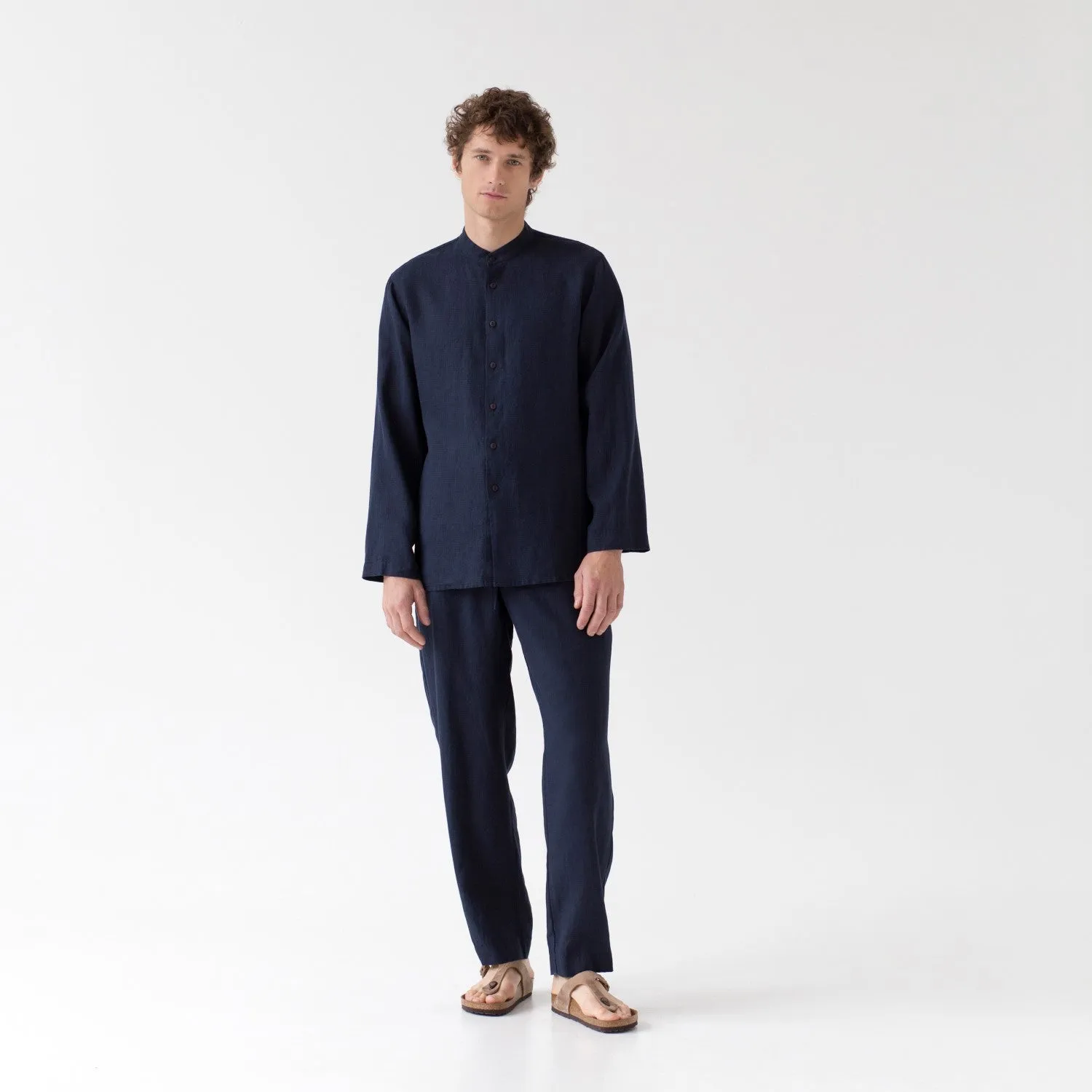 Currant Bilberry Blue Linen Loungewear Set