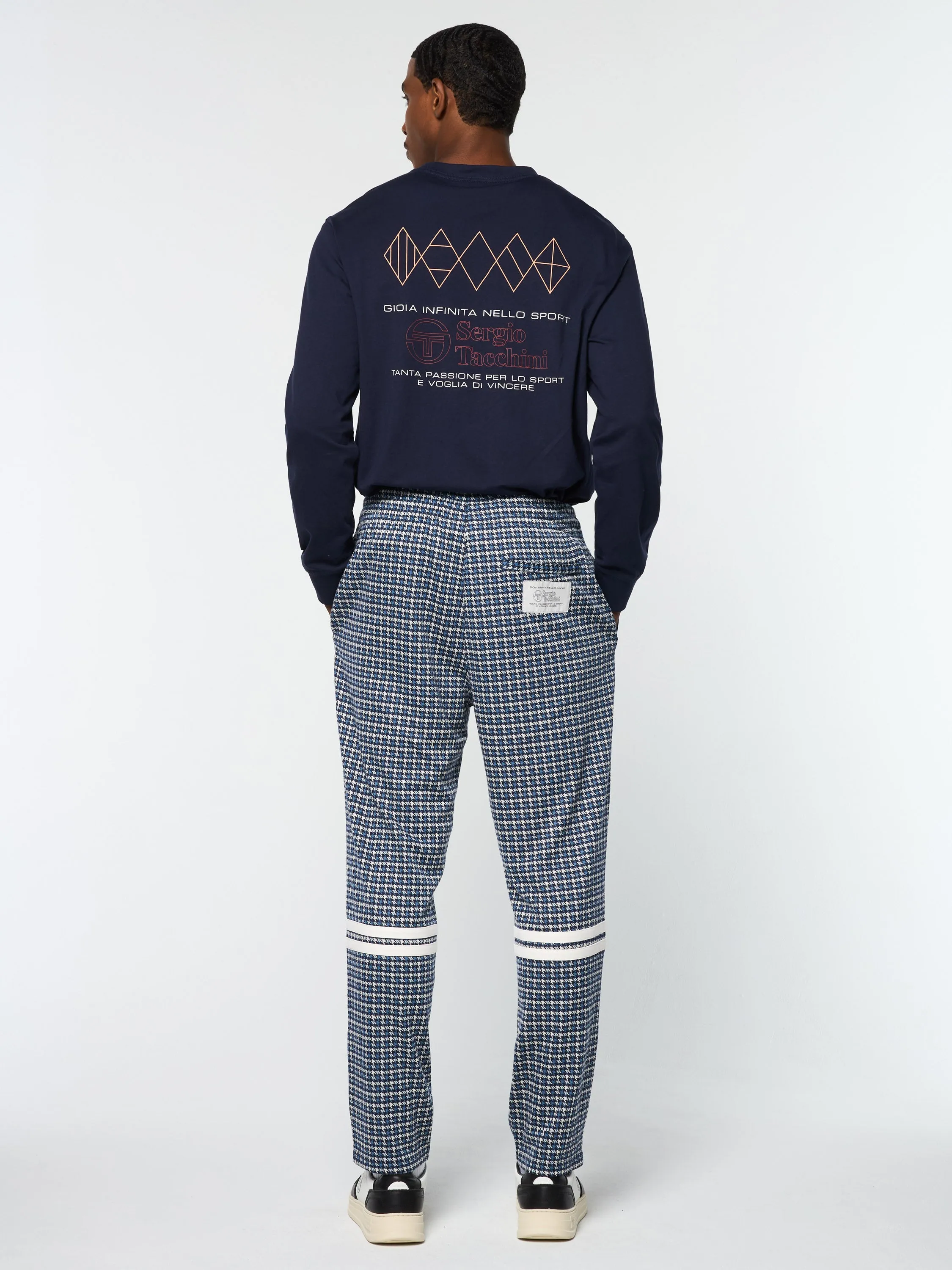 Dallas Houndstooth Track Pant- Maritime Blue