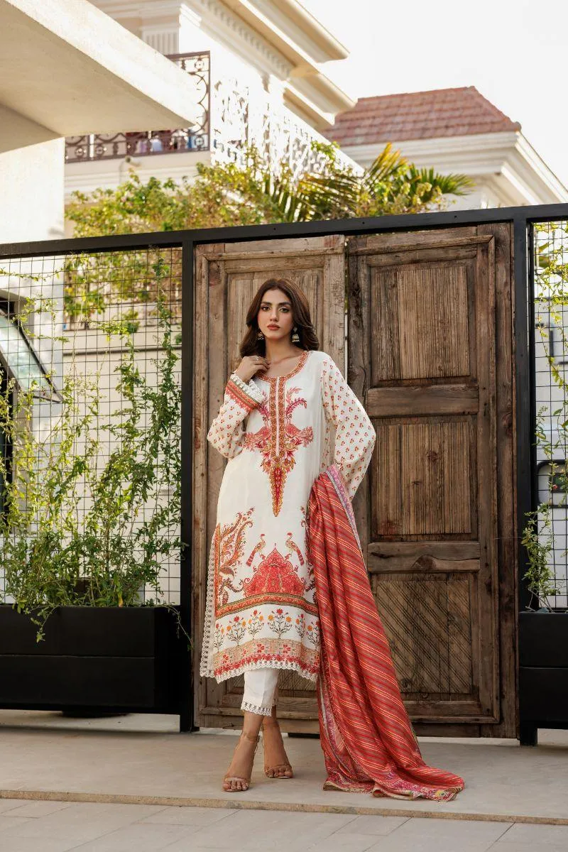 Deepak Perwani - ktd4073 - Silk - Off-White - 3 Piece