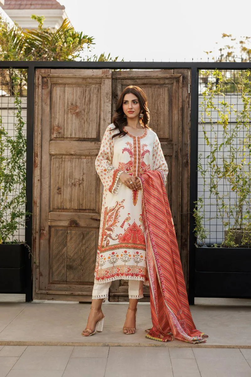 Deepak Perwani - ktd4073 - Silk - Off-White - 3 Piece